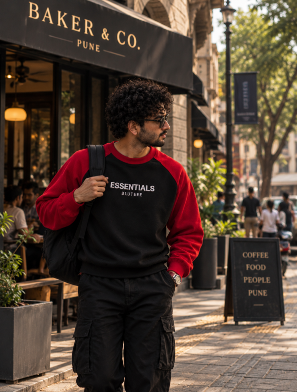 BLUTEEE_essentials Sweatshirt black X red